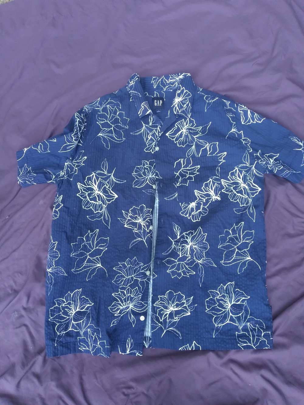 GAP Navy Blue Floral Camp Shirt